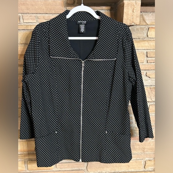 Attyre Women’s XL Polka Dot‎ Zip Up 3/4 Length Sleeve Blazer - Picture 1 of 2